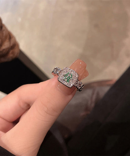 Set Stylish Alloy Rings Mahjong Zircon Two-Piece