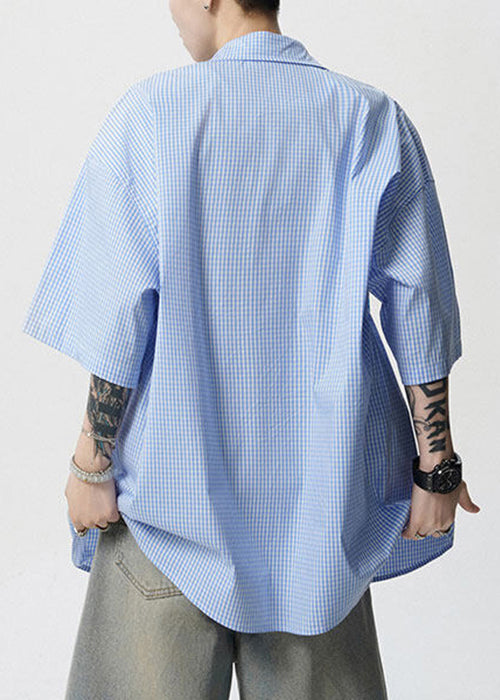 Shirts Pan Cotton Print Collar Stylish Blue Peter Summer Mens