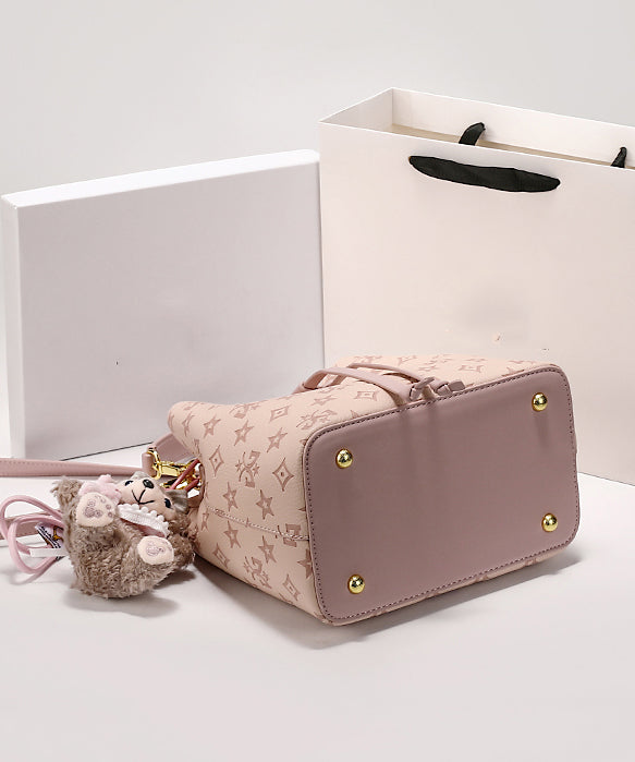 Bucket Embossed Leather Pink Bag Calf Stylish