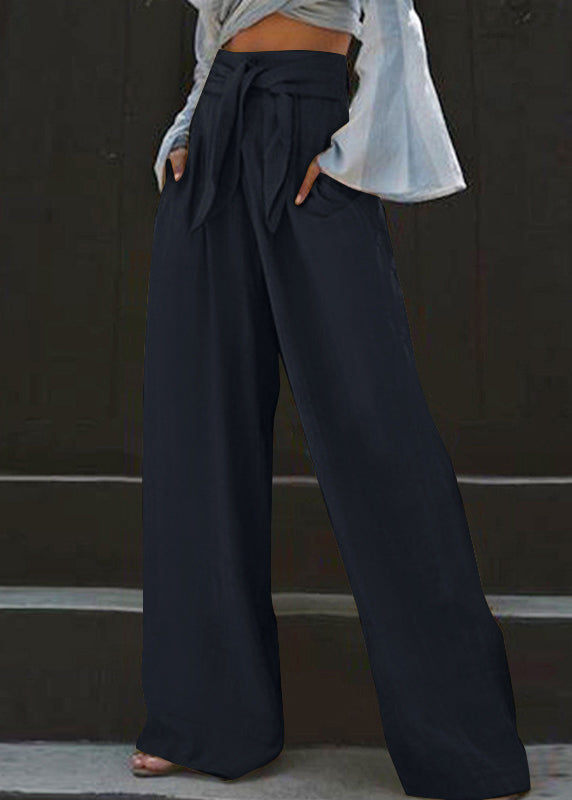 Pants High Yellow Waist Stylish Wide Summer Leg Pockets