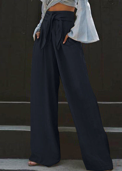 Pants High Yellow Waist Stylish Wide Summer Leg Pockets