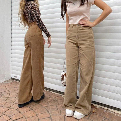 Coffee Casual Wide Cord Pants