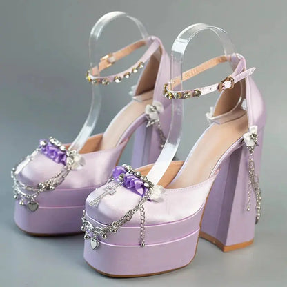 Trendy Coquette Dolly Chains Princess High Heels ON1501 spreepickyshop