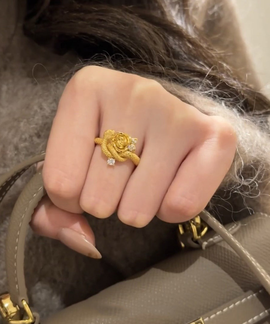 Sterling And Silver Unique Zircon Rings Rose Gold Snake Overgild