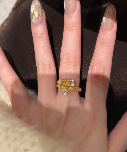 Sterling And Silver Unique Zircon Rings Rose Gold Snake Overgild