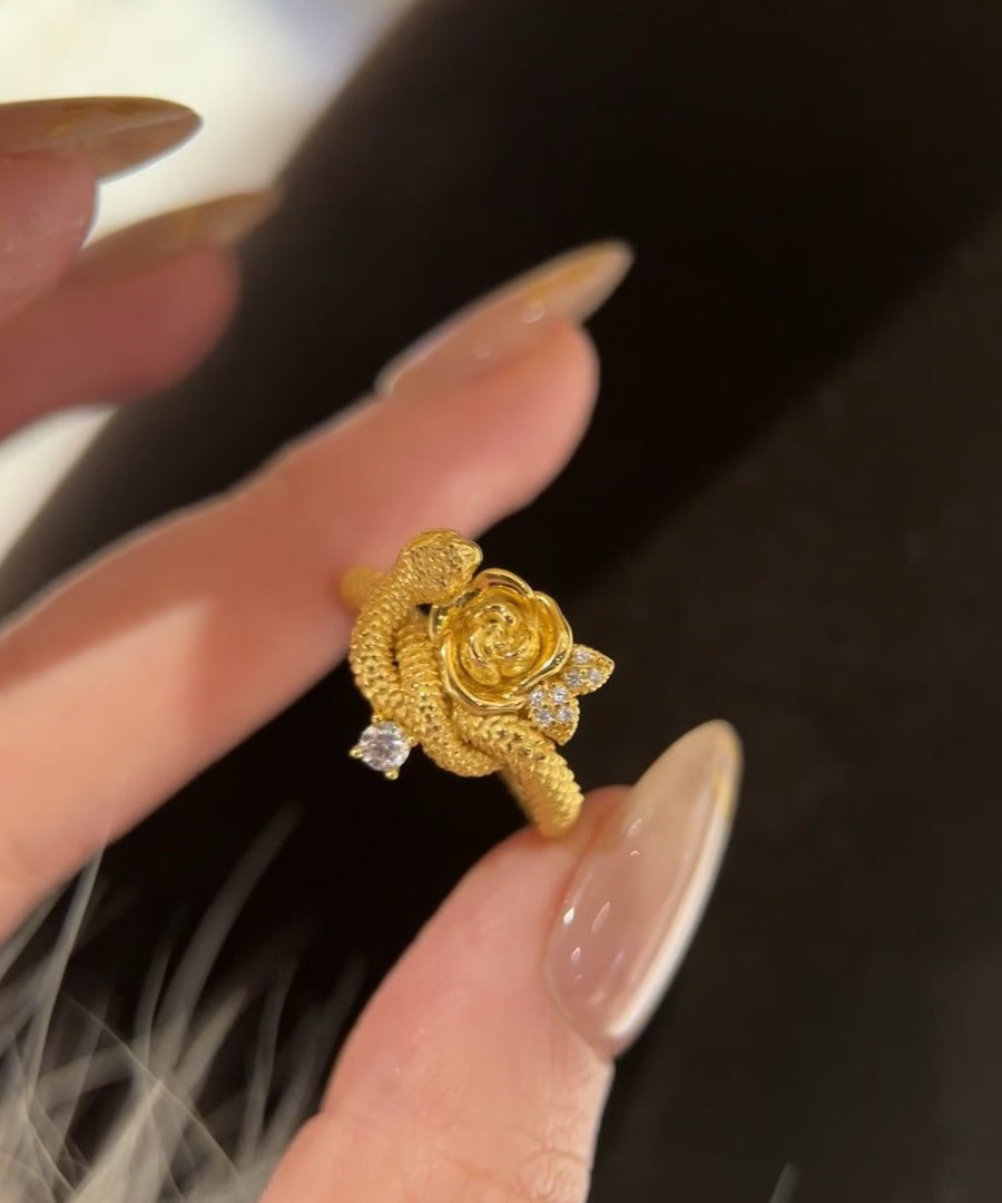 Sterling And Silver Unique Zircon Rings Rose Gold Snake Overgild