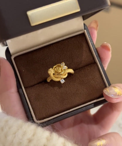 Sterling And Silver Unique Zircon Rings Rose Gold Snake Overgild