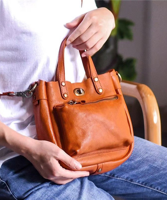 Bag Unique Durable CrossBody Leather Solid Micro Orange