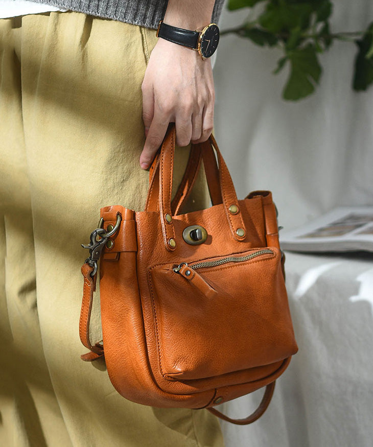 Bag Unique Durable CrossBody Leather Solid Micro Orange