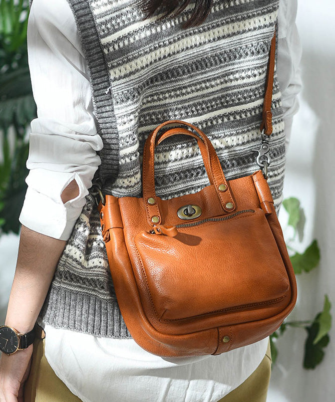 Bag Unique Durable CrossBody Leather Solid Micro Orange