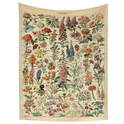 Vintage Aesthetic Fleurs Wall Tapestry