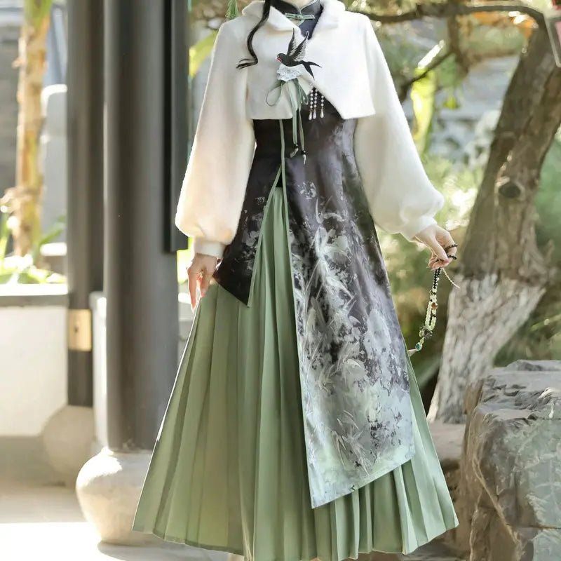 Vintage Bamboo Print Cheongsam Dress spreepickyshop