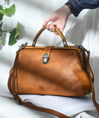 Leather Brown Capacity Vintage Large Handbag Tote