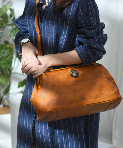 Leather Brown Capacity Vintage Large Handbag Tote
