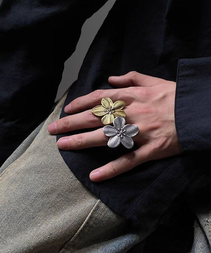 Metal Vintage Floral Set Rings Open Two-Piece