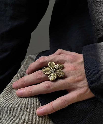 Metal Vintage Floral Set Rings Open Two-Piece