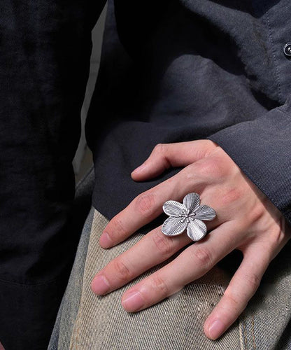 Metal Vintage Floral Set Rings Open Two-Piece