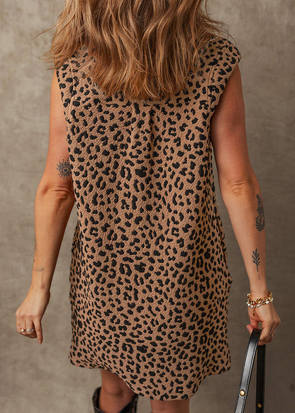 Mid Patchwork Sleeveless Vogue Dress Leopard Print