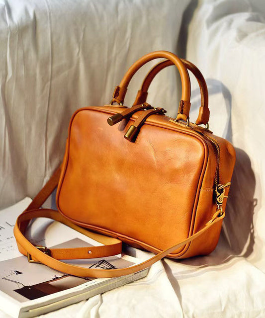Large Capacity Women Bag Doctor Leather Orange