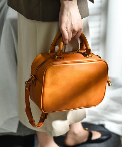 Large Capacity Women Bag Doctor Leather Orange