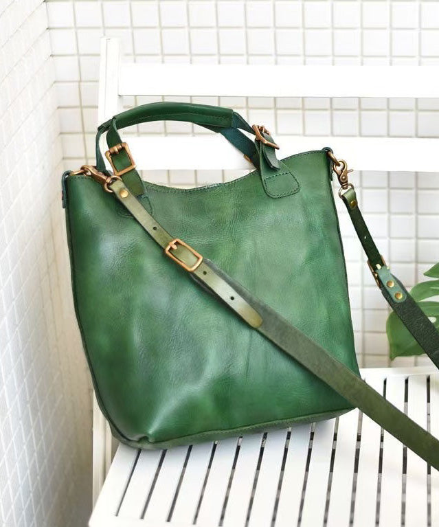 Tote Orange Capacity Handbag Large Leather Women