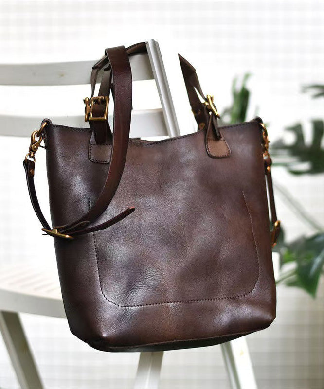 Tote Orange Capacity Handbag Large Leather Women