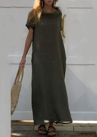 Women Dresses Solid Pink Long Neck Vacation Patchwork Turtle