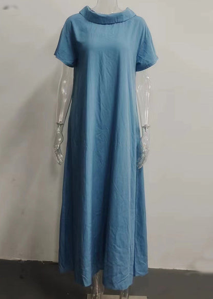 Women Dresses Solid Pink Long Neck Vacation Patchwork Turtle