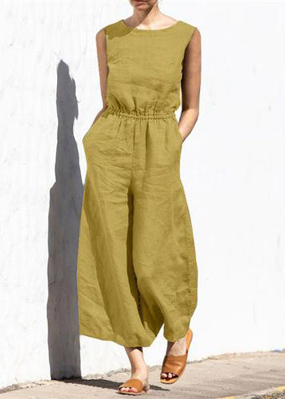 Jumpsuit Slim Sleeveless High Fashion Khaki Casual Color Womens