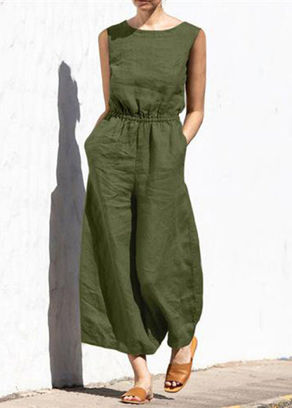 Jumpsuit Slim Sleeveless High Fashion Khaki Casual Color Womens