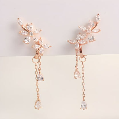 Stud / Clip-On Floral Earrings Rhinestone