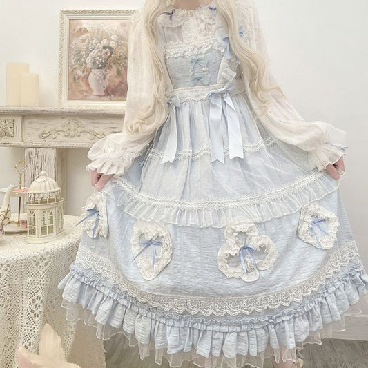 Lolita Ruffled Midi A-Line Overall Dress