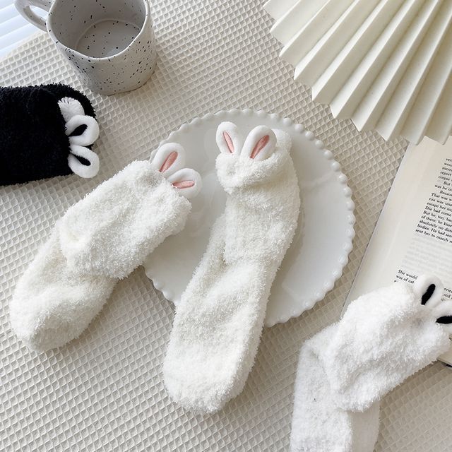 Set of 2: Fluffy Rabbit Ear Socks