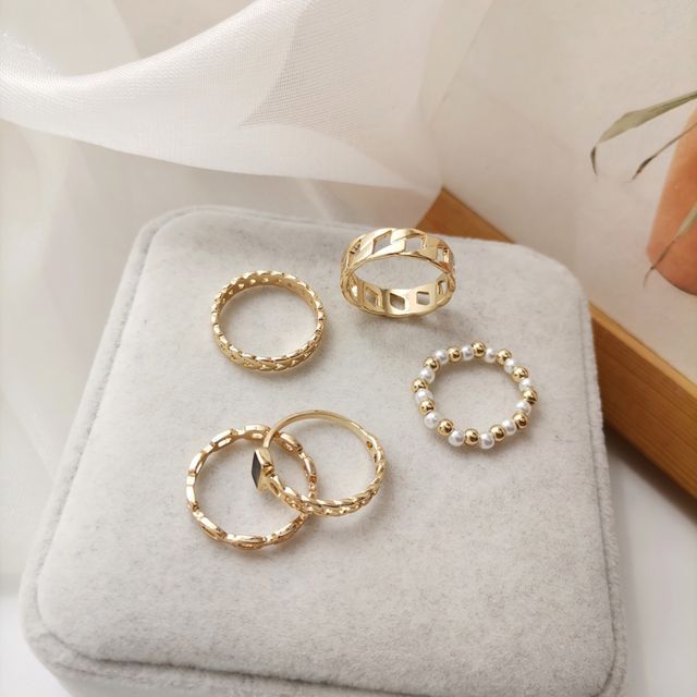 Faux Ring Alloy designs) 5: of (various Pearl / Set