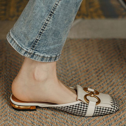Mules Houndstooth Buckled