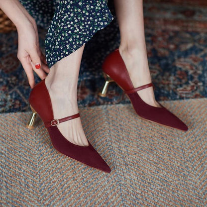 Heel Pointy-Toe Mary Pumps Jane Stiletto