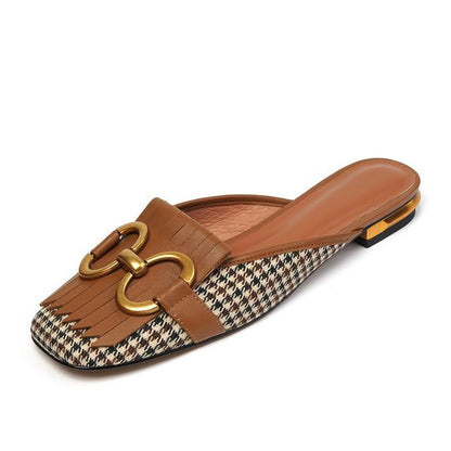Mules Houndstooth Buckled