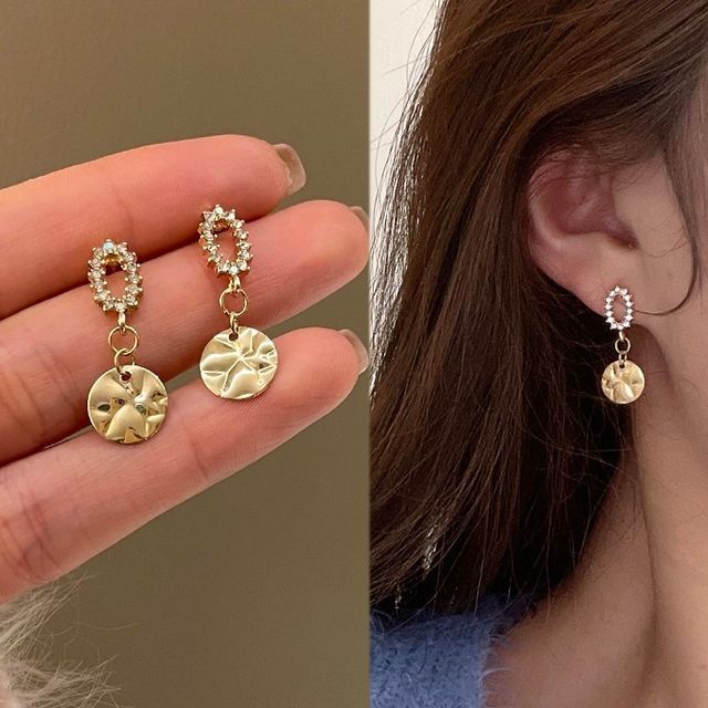 Earring Clip-On Floral / Rhinestone Drop