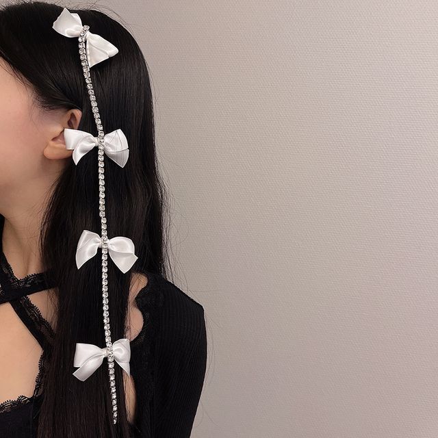 Hair Rhinestone Clip Bow