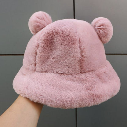 Bear Ear Chenille Bucket Hat