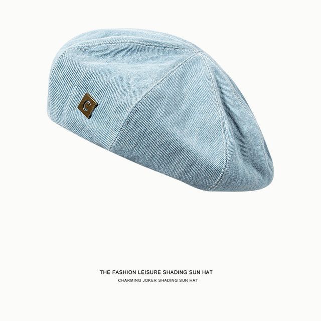 Denim Beret Hat Applique