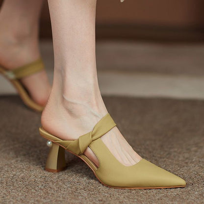 Pointy-Toe Mules Chunky-Heel
