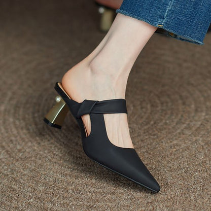 Pointy-Toe Mules Chunky-Heel