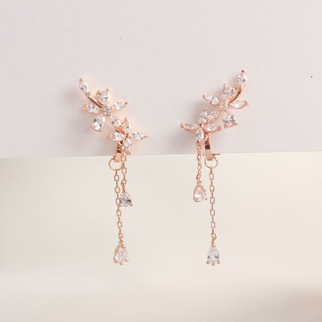 Stud / Clip-On Floral Earrings Rhinestone