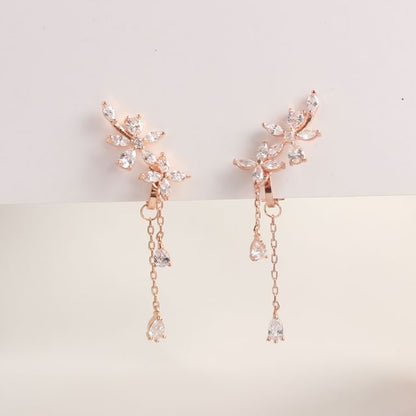 Stud / Clip-On Floral Earrings Rhinestone