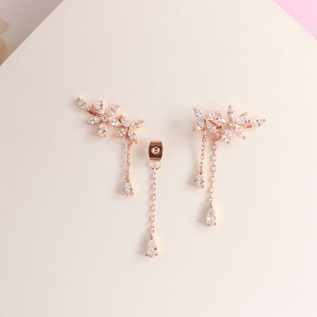 Stud / Clip-On Floral Earrings Rhinestone