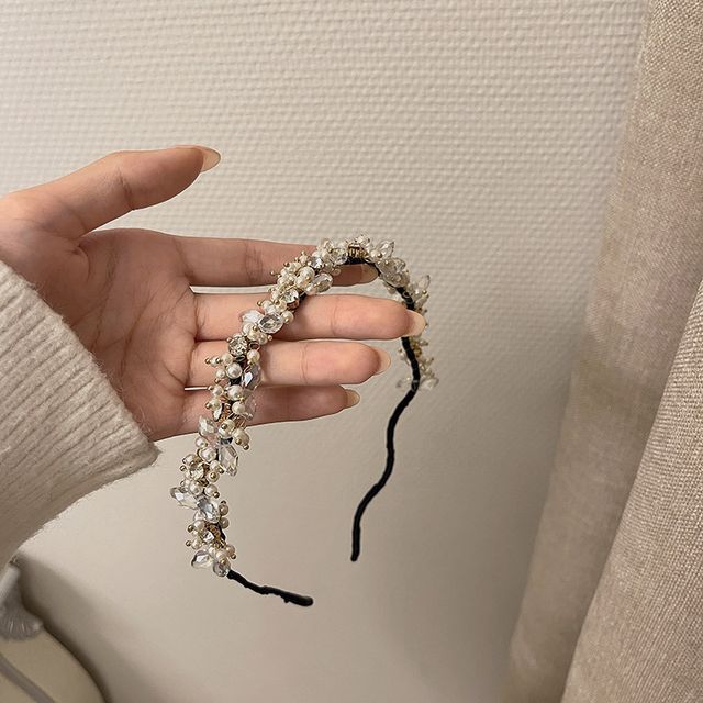 Crystal Pearl Headband Faux