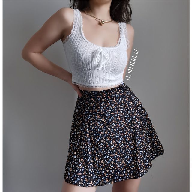 Skirt Mini Floral Print A-Line
