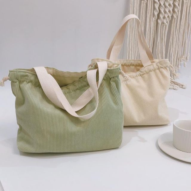 Ribbed Drawstring Lunch Bag