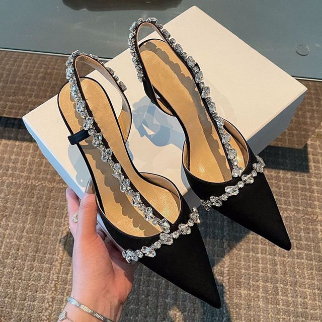 Heel Pointy Stiletto Sandals Rhinestone